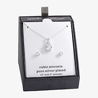 Sparkle Allure Womens Cubic Zirconia Pure Silver Over Brass Round 2-pc. Jewelry Set