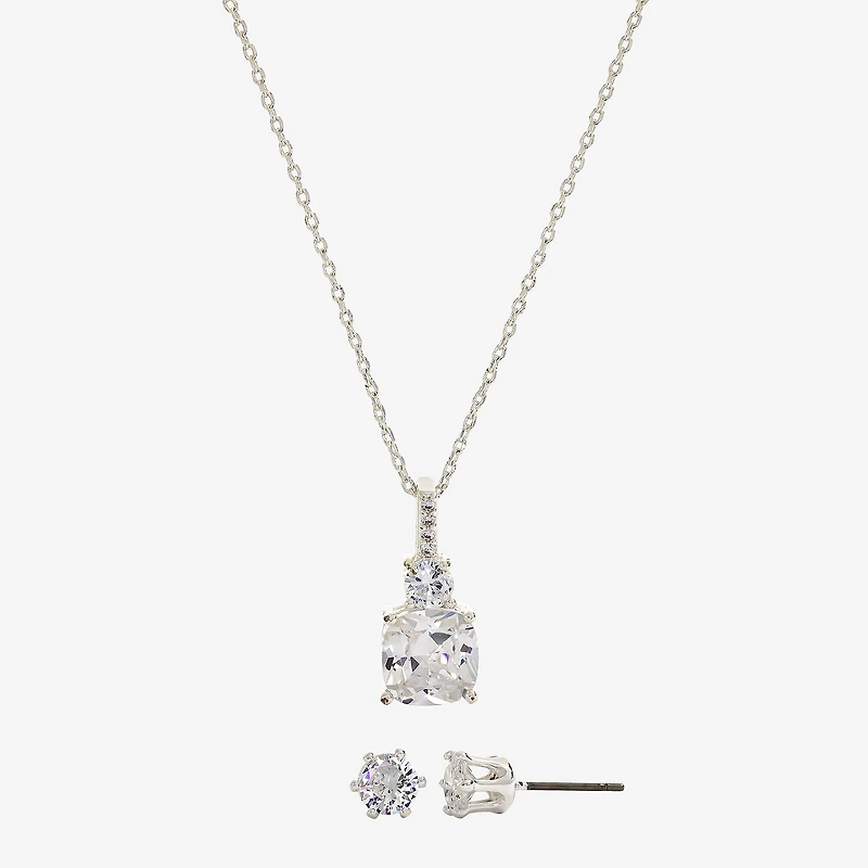 Sparkle Allure Womens Cubic Zirconia Pure Silver Over Brass Round 2-pc. Jewelry Set