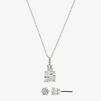 Sparkle Allure Womens Cubic Zirconia Pure Silver Over Brass Round 2-pc. Jewelry Set