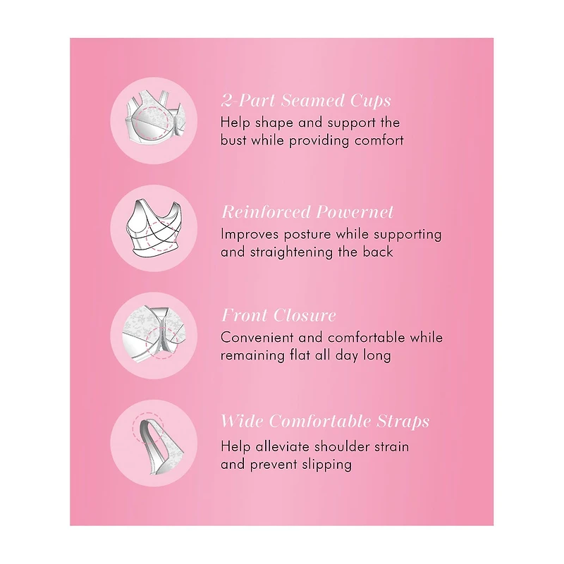Exquisite Form®  Women's FULLY Lace Wireless Back & Posture Support Bra with Front Closure-5100565