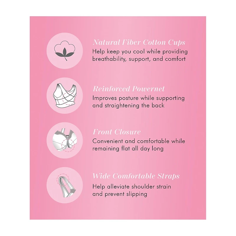 Exquisite Form® Women's FULLY Wireless Cotton Back & Posture Support Bra with Front Closure Lace- 5100531