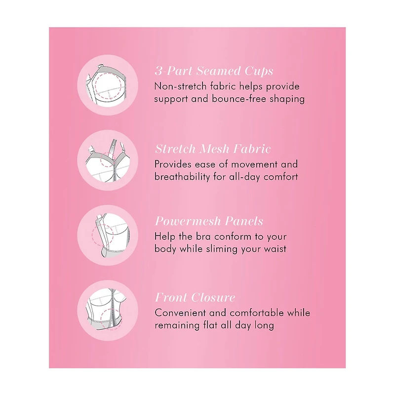 Exquisite Form®  Women's FULLY Slimming Wireless Back & Posture Support Longline Bra with Front Closure- 5107530