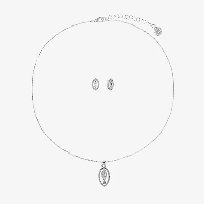 Monet Jewelry Timeless Silver Tone Pendant Necklace And Stud Earring Womens 2-pc. Jewelry Set