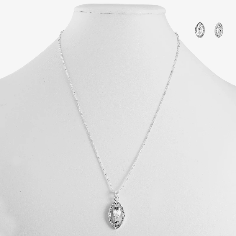 Monet Jewelry Timeless Silver Tone Pendant Necklace And Stud Earring Womens 2-pc. Jewelry Set