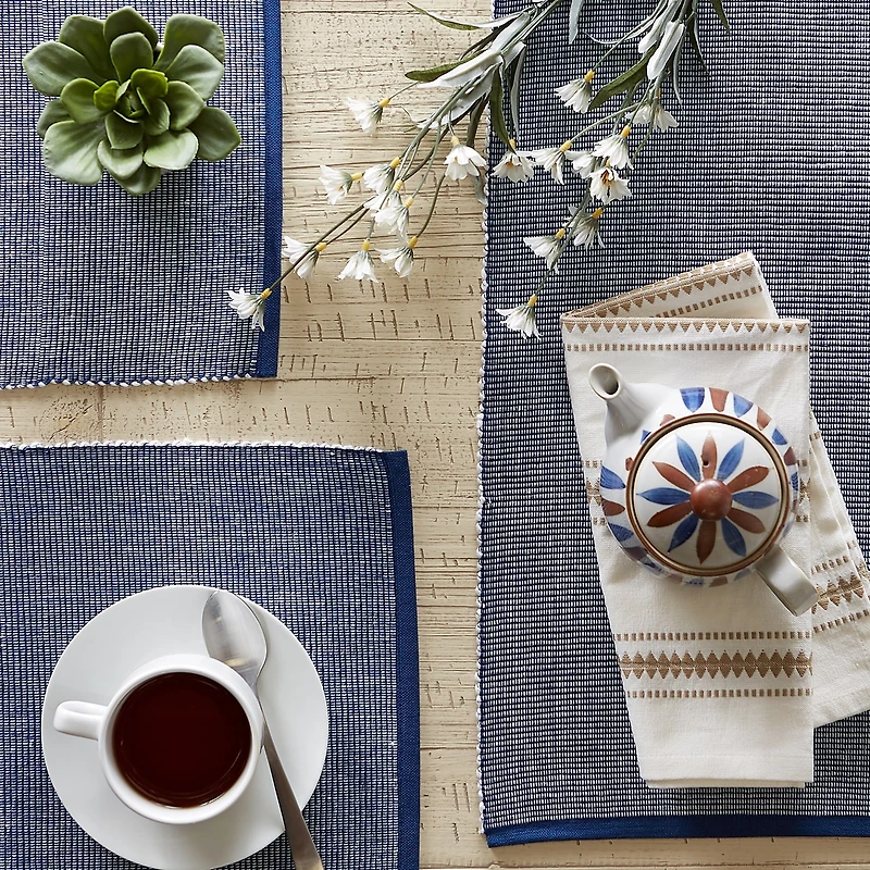 Design Imports Navy & White 2-Tone Ribbed 6-pc. Placemats
