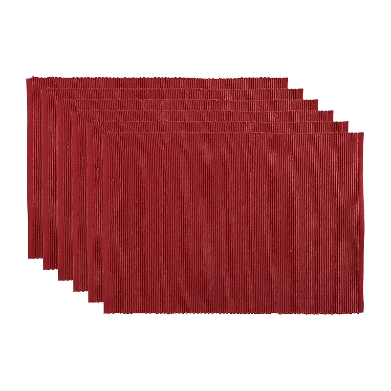 Design Imports Barn Red Ribbed 6-pc. Placemats