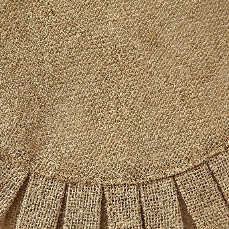 Design Imports Natural Jute Round Ruffle Trim Table Linen Set