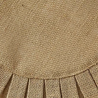 Design Imports Natural Jute Round Ruffle Trim Table Linen Set