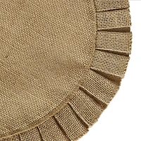 Design Imports Natural Jute Round Ruffle Trim Table Linen Set