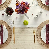Design Imports Natural Jute Round Ruffle Trim Table Linen Set