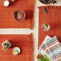 Design Imports Variegated Burnt Orange Fringe 6-pc. Placemats