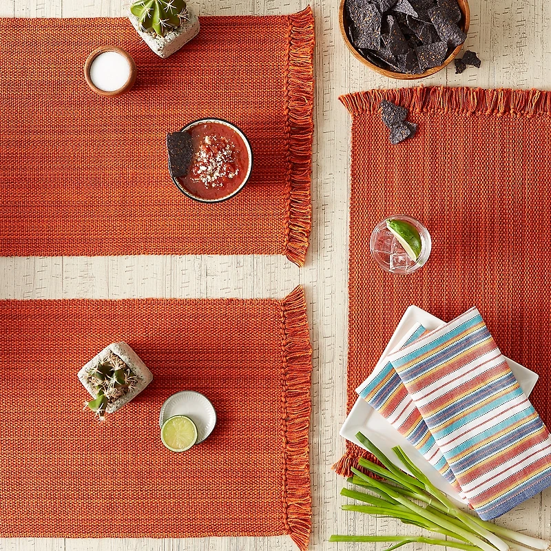Design Imports Variegated Burnt Orange Fringe 6-pc. Placemats
