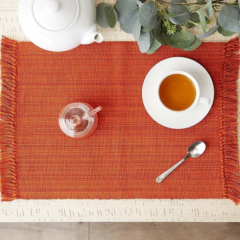 Design Imports Variegated Burnt Orange Fringe 6-pc. Placemats