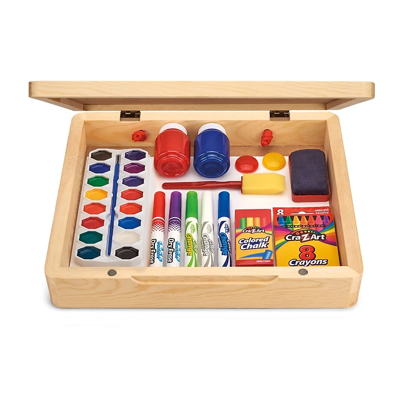 Cra-Z-Art 5-In-1 Portable Wooden Tabletop Art Easel With Chalkboard And Dry Erase Board 60-pc. Art Set