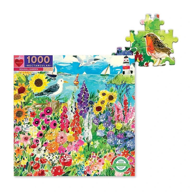 Eeboo Piece And Love Seagull Garden 1000 Piece Rectangular Adult Jigsaw 1000-pc. Puzzle
