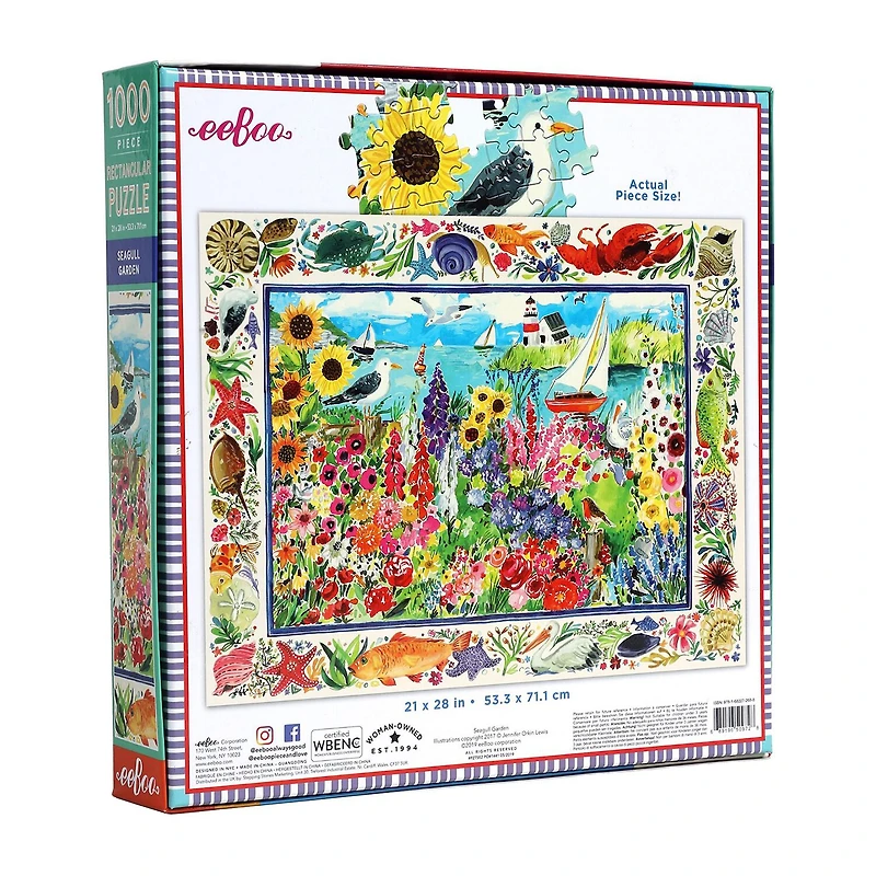 Eeboo Piece And Love Seagull Garden 1000 Piece Rectangular Adult Jigsaw 1000-pc. Puzzle