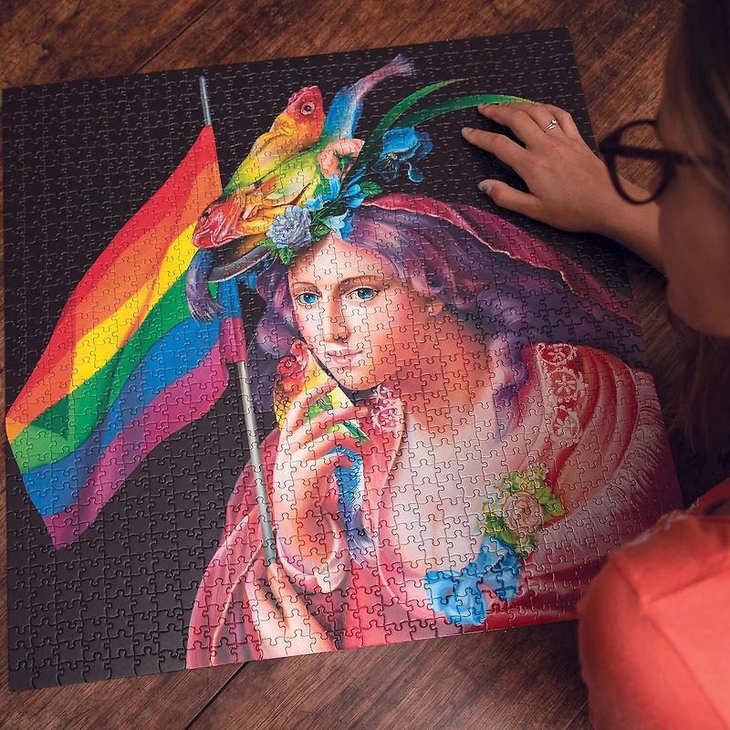 Eeboo Piece And Love Liberty Rainbow 1000 Piece Square Adult Jigsaw 1000-pc. Puzzle