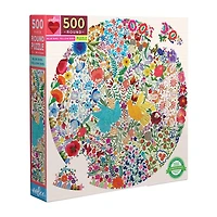 Eeboo Piece And Love Blue Bird Yellow Bird 500 Piece Adult   Round Jigsaw 500-pc. Puzzle