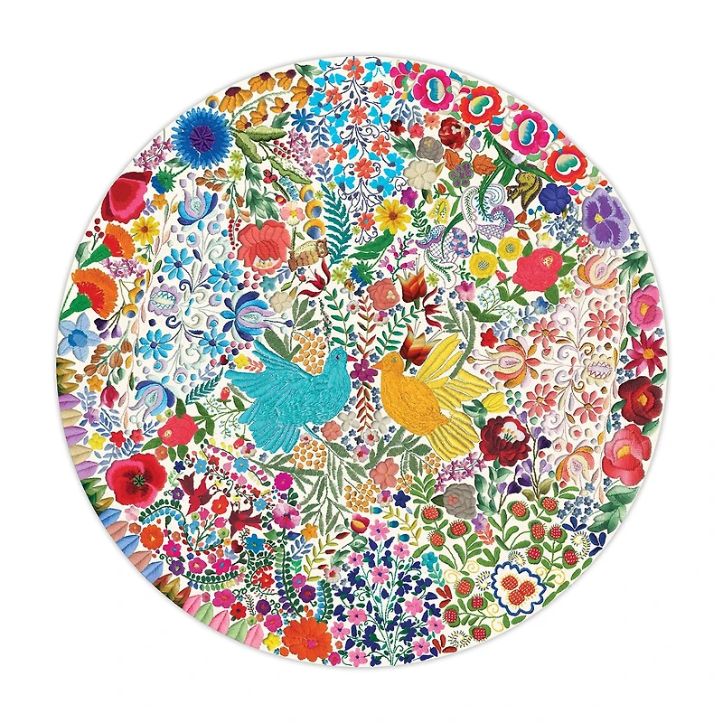 Eeboo Piece And Love Blue Bird Yellow Bird 500 Piece Adult   Round Jigsaw 500-pc. Puzzle