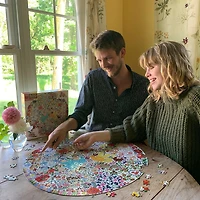 Eeboo Piece And Love Blue Bird Yellow Bird 500 Piece Adult   Round Jigsaw 500-pc. Puzzle