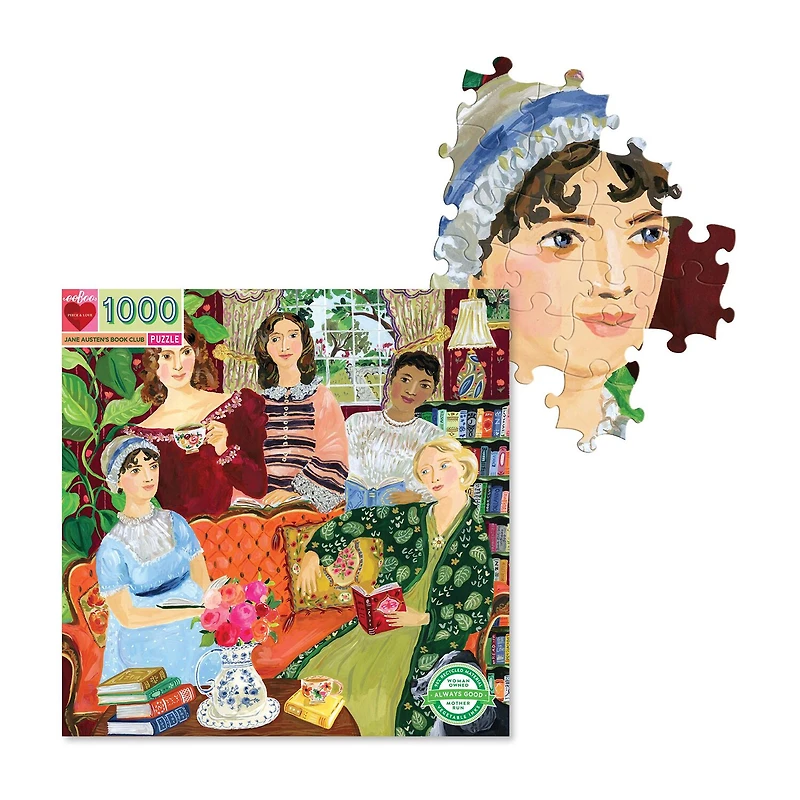 Eeboo Piece And Love Jane Austen'S Book Club 1000 Piece Square Adult Jigsaw 1000-pc. Puzzle