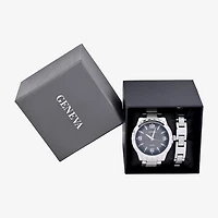 Geneva Mens Silver Tone Stainless Steel 2-pc. Watch Boxed Set Mac8080jc