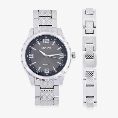Geneva Mens Silver Tone Stainless Steel 2-pc. Watch Boxed Set Mac8080jc