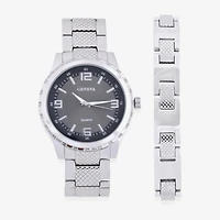 Geneva Mens Silver Tone Stainless Steel 2-pc. Watch Boxed Set Mac8080jc