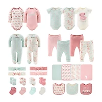The Peanutshell 0-3m Floral Elephant Baby Unisex 30-pc. Baby Clothing Set