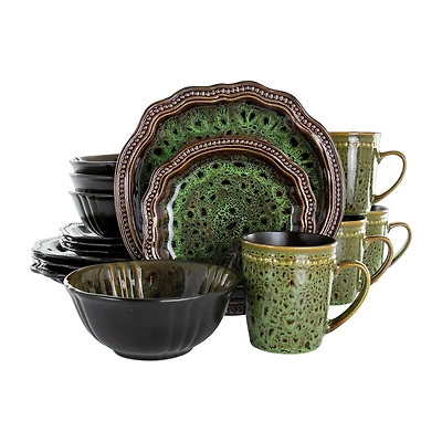 Elama Jade Waves 16-pc. Stoneware Dinnerware Set