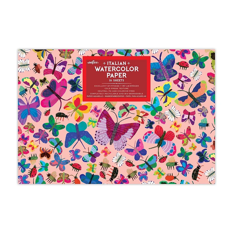 Eeboo Butterflies Watercolor Pad/16 Sheets Drawing Kit