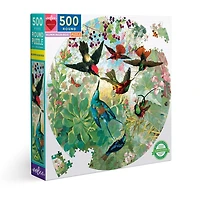 Eeboo Piece And Love Hummingbirds 500 Piece Round Circle Jigsaw 500-pc. Puzzle