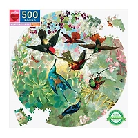 Eeboo Piece And Love Hummingbirds 500 Piece Round Circle Jigsaw 500-pc. Puzzle