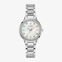 Bulova Classic Crystal Womens Crystal Accent Silver Tone Stainless Steel 2-pc. Watch Boxed Set 96x162