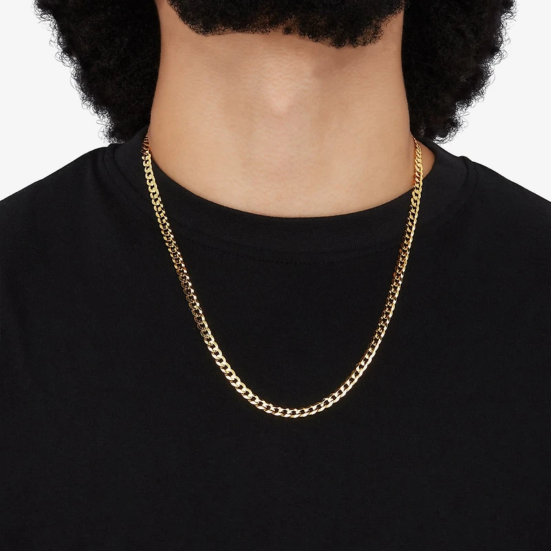 Mens 14K Gold Inch Curb Chain Necklace