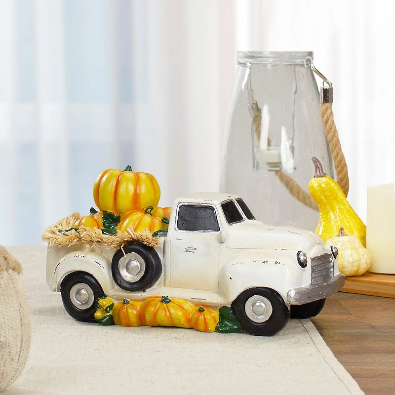 Northlight 11.25" Truck Full Of Pumpkins And Hay Figure Thanksgiving Tabletop Decor