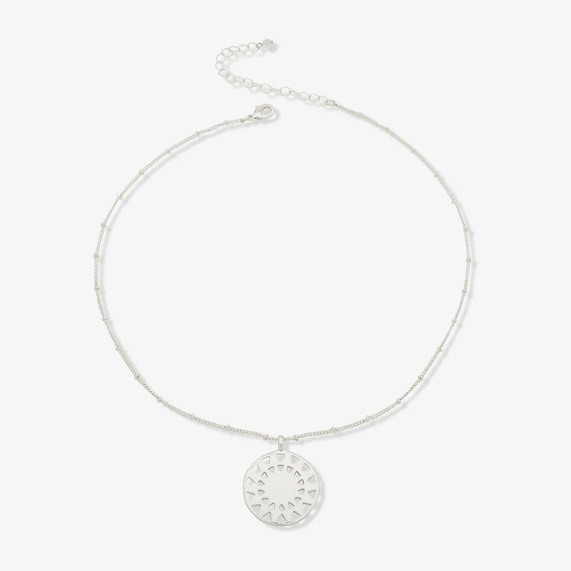 a.n.a Silver Tone Coin Womens 17 Inch Pendant Necklace