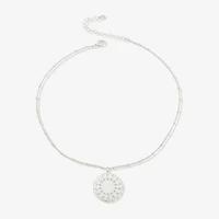 a.n.a Silver Tone Coin Womens 17 Inch Pendant Necklace