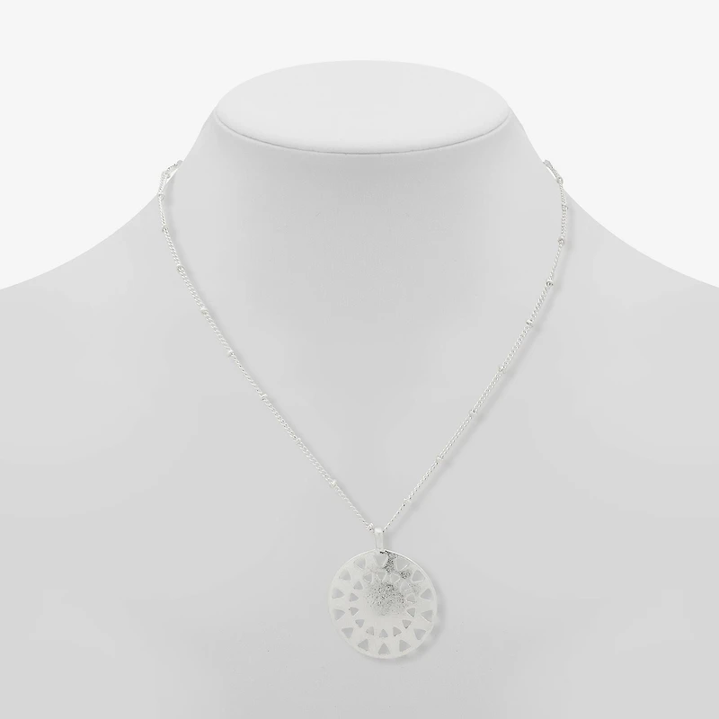 a.n.a Silver Tone Coin Womens 17 Inch Pendant Necklace