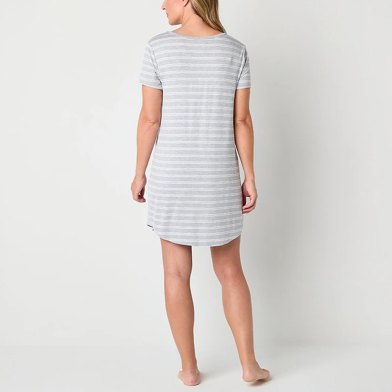 Liz Claiborne Cool and Calm Womens Short Sleeve Crew Neck Nightshirt