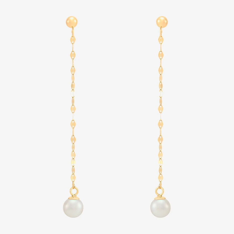 Womens White 10K Gold Drop Earrings