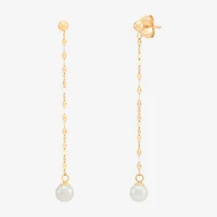 Womens White 10K Gold Drop Earrings