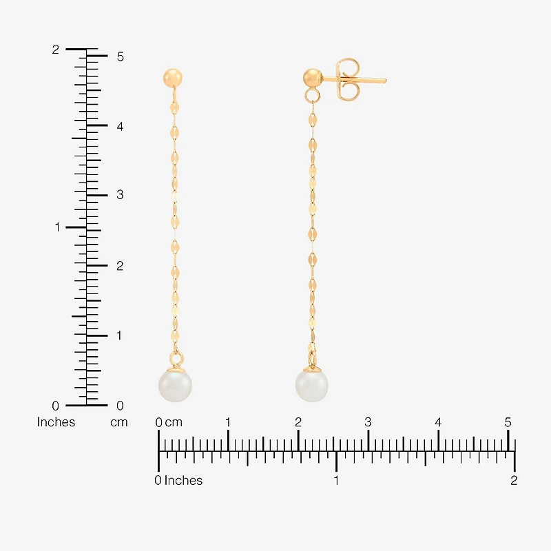Womens White 10K Gold Drop Earrings