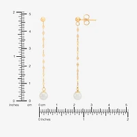 Womens White 10K Gold Drop Earrings