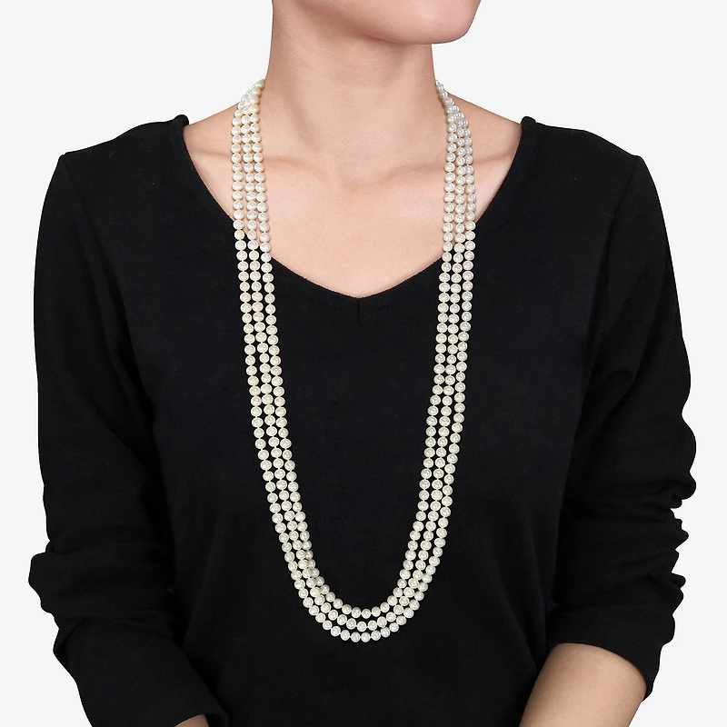 Womens White 100 Inch Strand Necklace