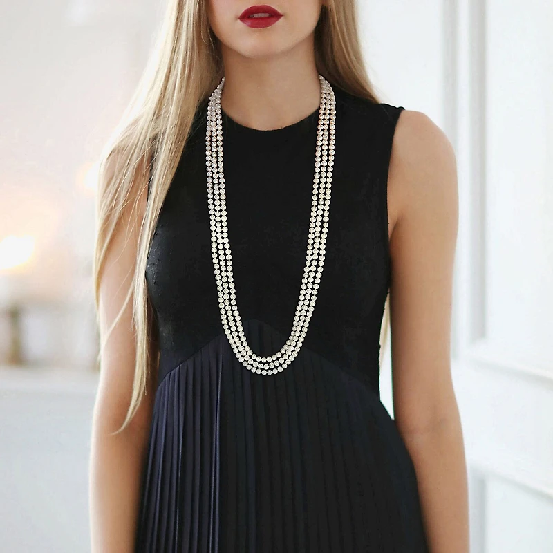 Womens White 100 Inch Strand Necklace