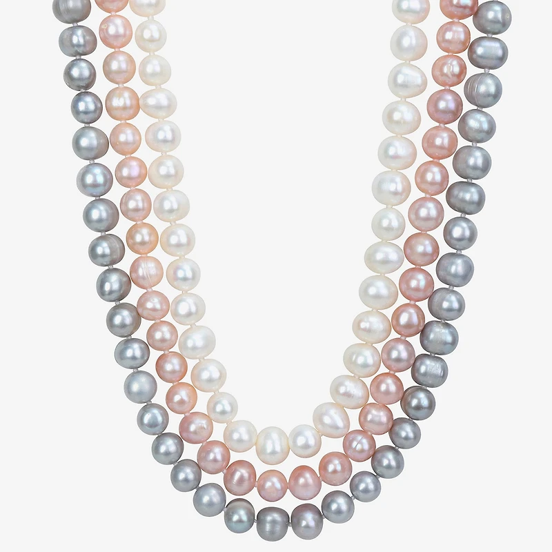 Womens White Sterling Silver 20 Inch Strand Necklace