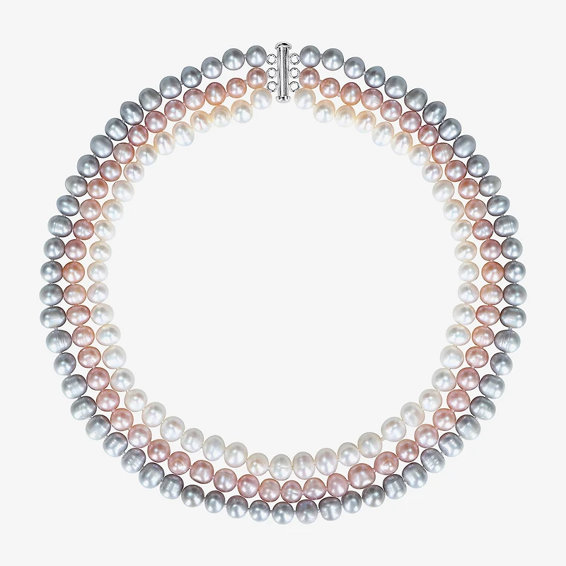 Womens White Sterling Silver 20 Inch Strand Necklace