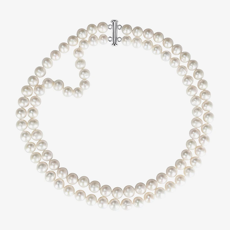 Womens White Sterling Silver 18 Inch Strand Necklace