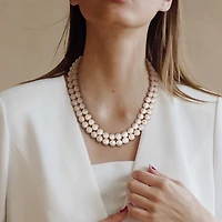 Womens White Sterling Silver 18 Inch Strand Necklace